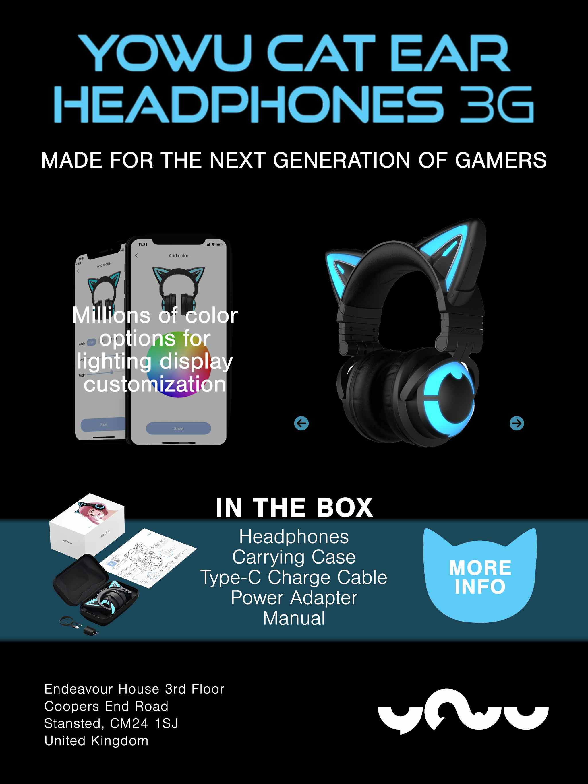 Ad for electronic magazine for Yowu Cat Ear headphones