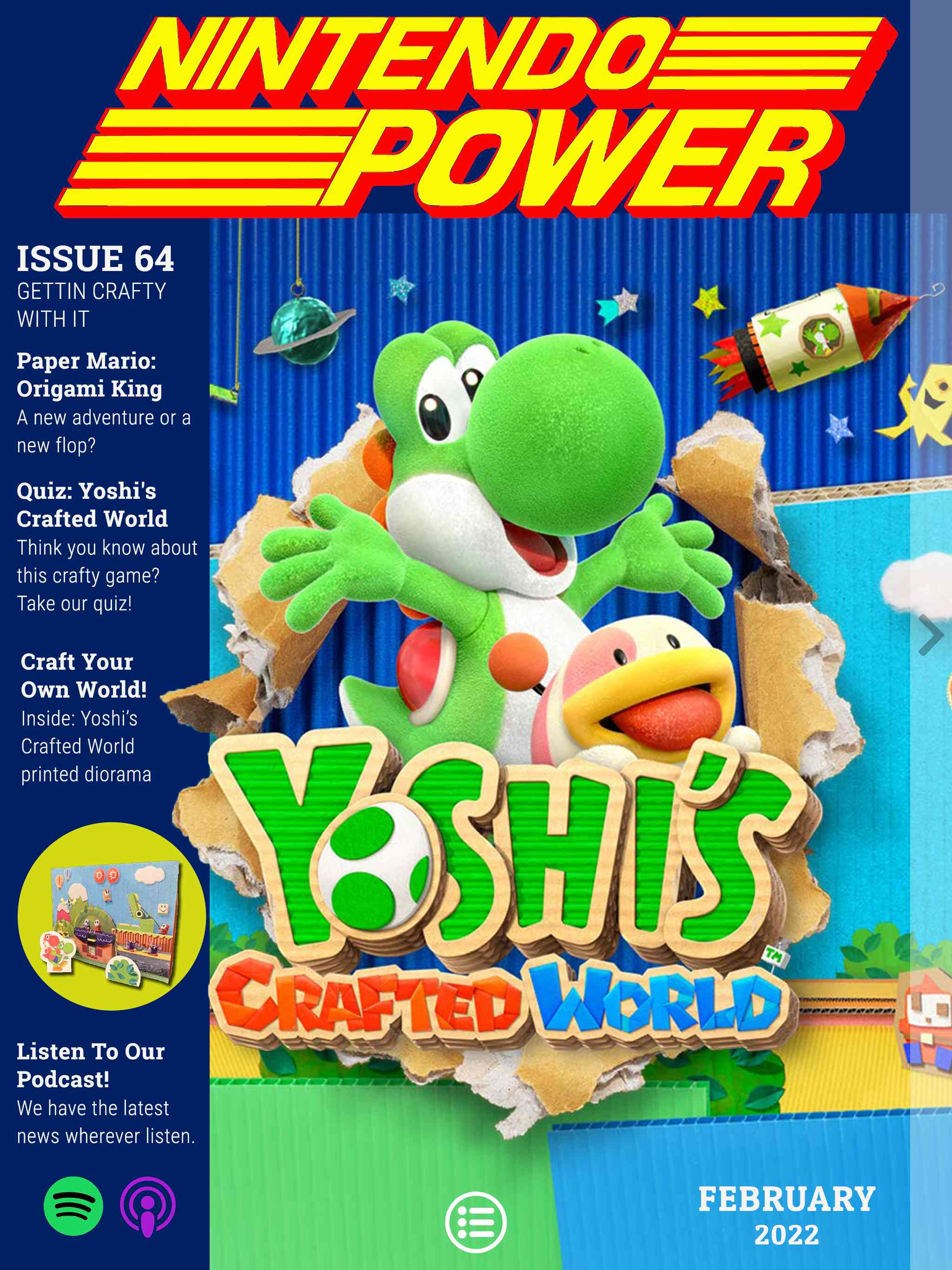 electronic magazin cover showing nintendo characters and article names