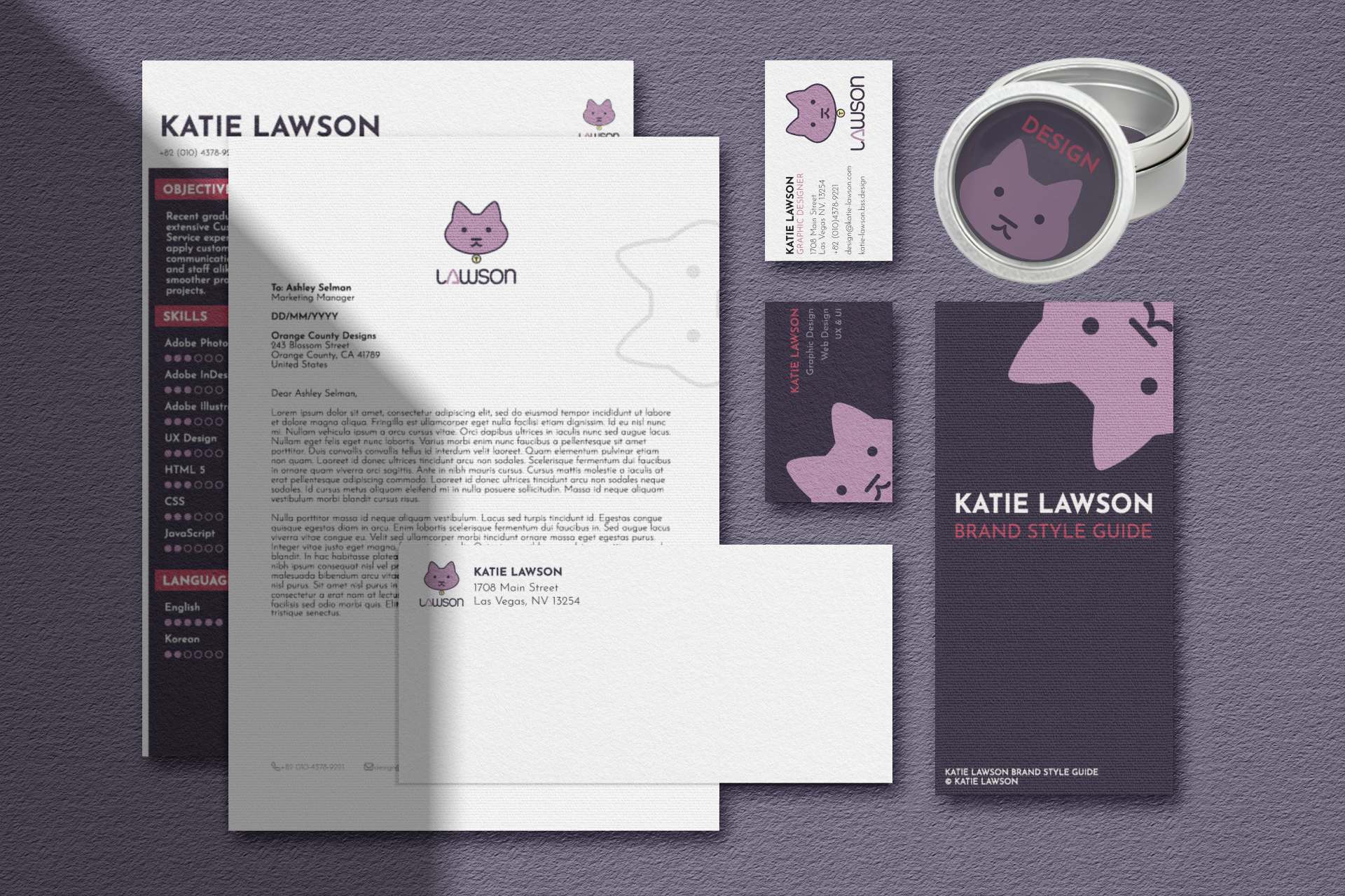 Katie Lawson branding suite materials